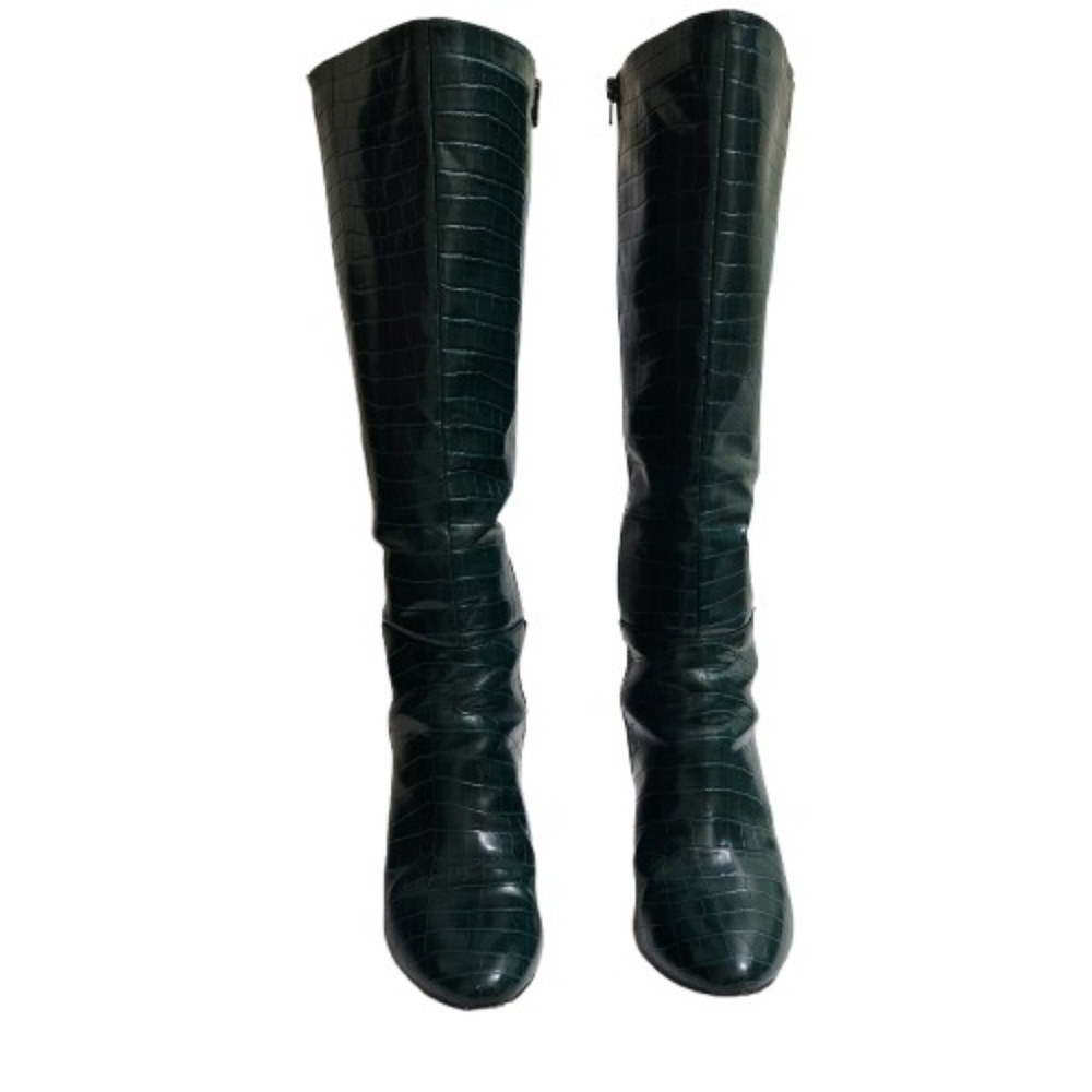 Madden Girl Ronni Dark Green Croc-embossed Knee High Boots - Picture 5 of 15